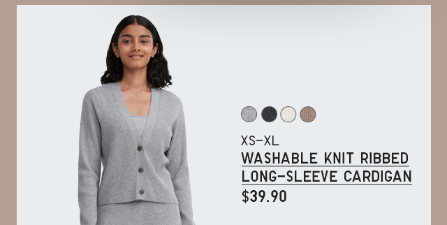 PDP 9 - WOMEN WASHABLE KNIT RIBBED LONG SLEEVE CARDIGAN