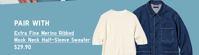 PDP 2 - WOMEN EXTRA FINE MERINO RIBBED MOCK NECK HALF-LEEVE SWEATER