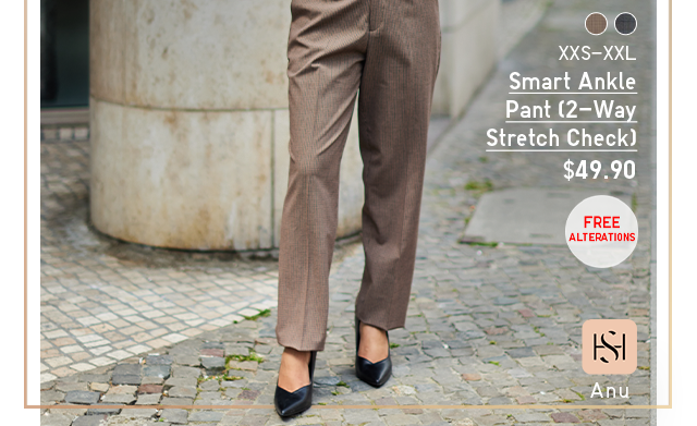 PDP 2 - WOMEN SMART ANKLE PANT (2 WAY STRETCH CHECK)