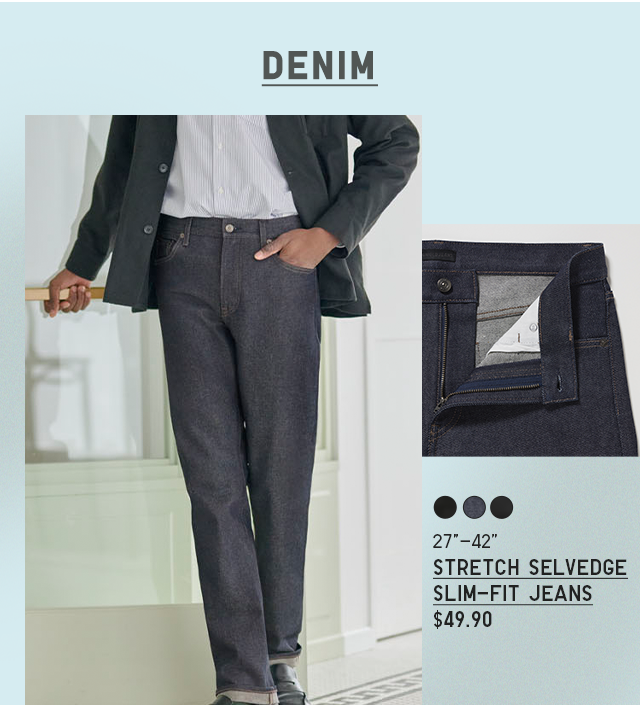 PDP 7 - MEN STRETCH SELVEDGE SLIM FIT JEANS