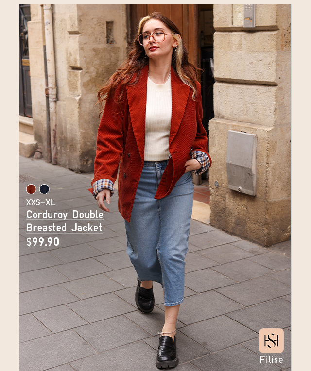 PDP1 - WOMEN CORDUROY DOUBLE BREASTED JACKET