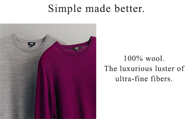 BANNER 1 - SIMPLE MADE BETTER. 100% WOOL. THE LUZURIOUS LUSTER OF ULTRA FINE FIBERS.