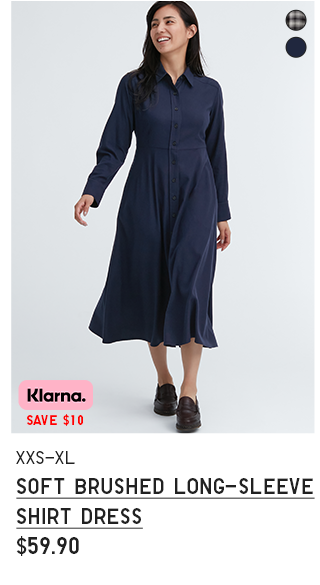 PDP 7 - WOMEN SOFT BRUSHED LONG SLEEVE SHIRT DRESS