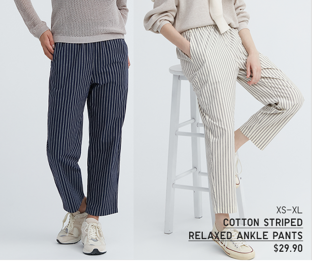 PDP 8 - WOMEN COTTON STRIPED ANKLE PANTS