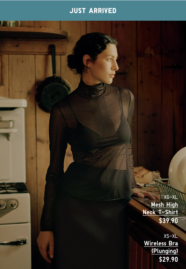 HERO - MAME KUROGOUCHI JUST ARRIVED! MESH HIGH NECK T-SHIRT, WIRELES BRA PLUNGING.