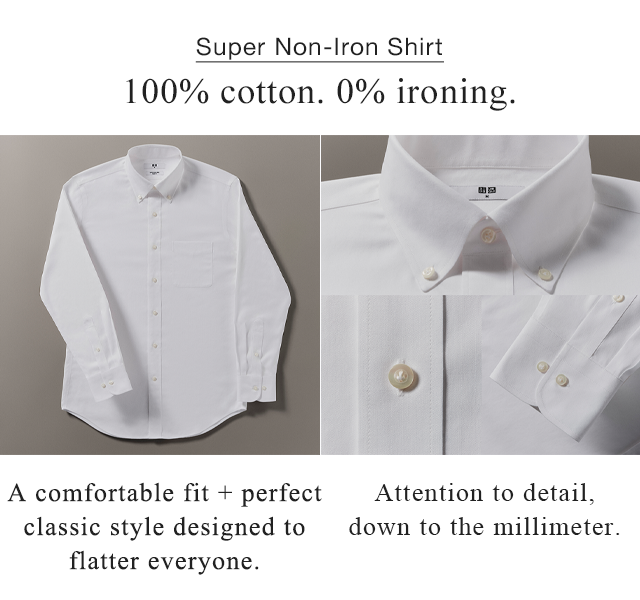 BANNER 3 - SUPER NON IRON SHIRT 100% COTTON. 0% IRONING.