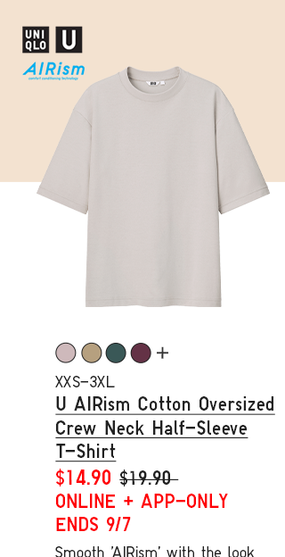 PDP 9 - U AIRISM COTTON OVERSIZED CREW NECK HALF SLEEVE T-SHIRT