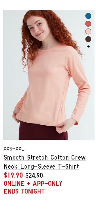 PDP 9 - WOMEN SMOOTH STRETCH COTTON CREW NECK LONG SLEEVE T-SHIRT