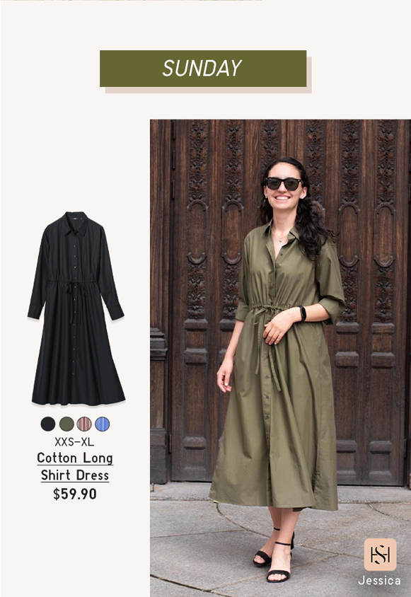 PDP14 - WOMEN COTTON LONG SHIRT DRESS