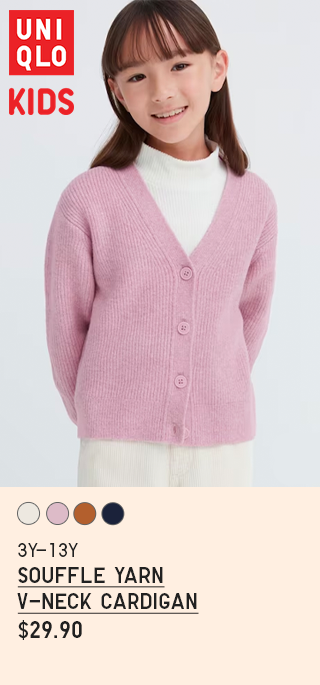 PDP 5 - GIRLS SOUFFLE YARN V-NECK CARDIGAN