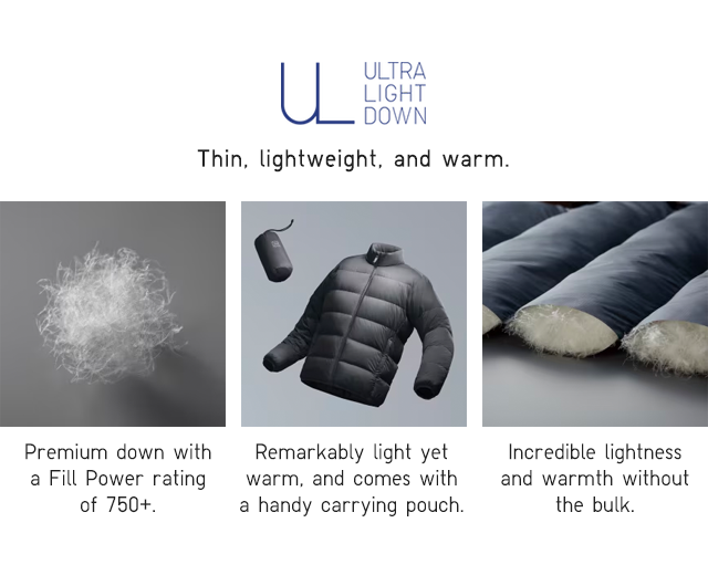 BANNER 2 - ULTRA LIGHT DOWN. THIN, LIGHTWEIGHT, AND WARM.