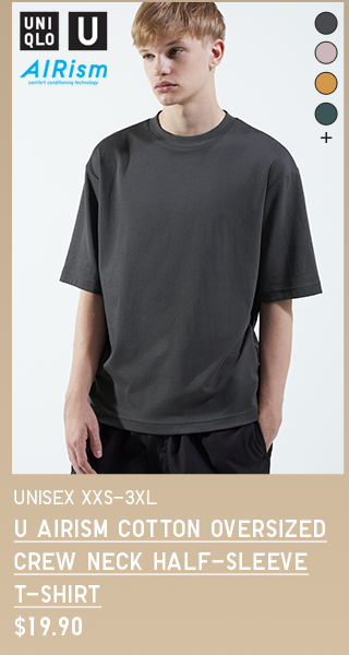 PDP9 - MEN U AIRISM COTTON OVERSIZED CREW NECK HALF-SLEEVE T-SHIRT