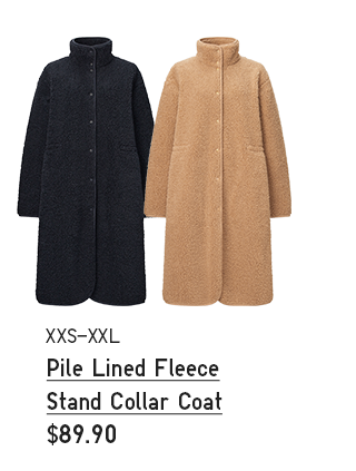PDP 4 - WOMEN PILE LINED FLEECE STAND COLLAR COAT