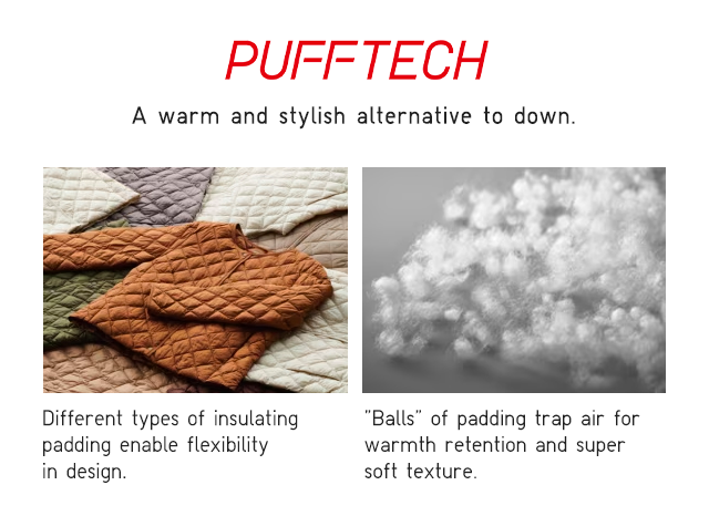 BANNER 1 - PUFFTECH. A WARM AND STYLISH ALTERNATIVE TO DOWN