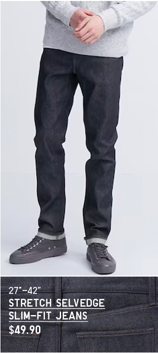 PDP 10 - MEN STRETCH SELVEDGE SLIM-FIT JEANS