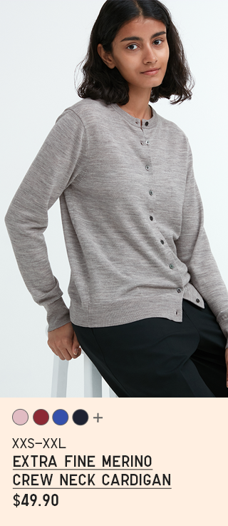 PDP 4 - WOMEN EXTRA FINE MERINO CREW NECK CARDIGAN