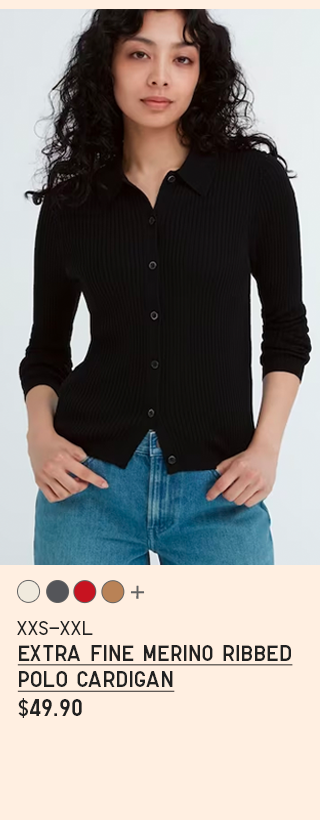 PDP 5 - WOMEN EXTRA FINE MERINO RIBBED POLO CARDIGAN