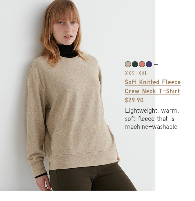 PDP1 - WOMEN SOFT KNITTED FLEECE CREW NECK T-SHIRT