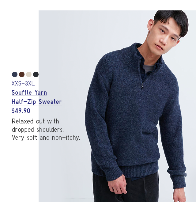 PDP4 - MEN SOUFFLE YARN HALF-ZIP SWEATER