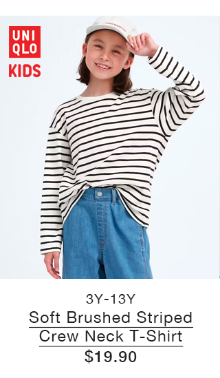 PDP 3 - KIDS SOFT BRUSHED STRIPED CREW NECK T-SHIRT