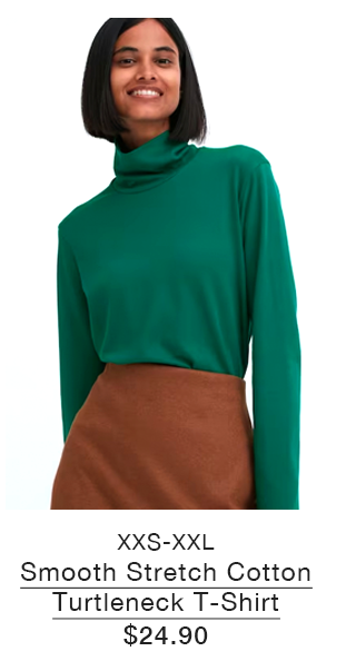 PDP 6 - WOMEN SMOOTH STRETCH COTTON TURTLENECK T-SHIRT