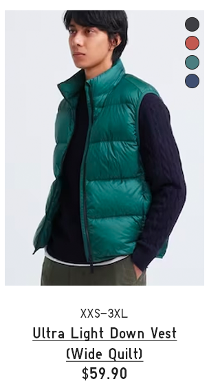 PDP8 - MEN ULTRA LIGHT DOWN VEST WIDE QUILT