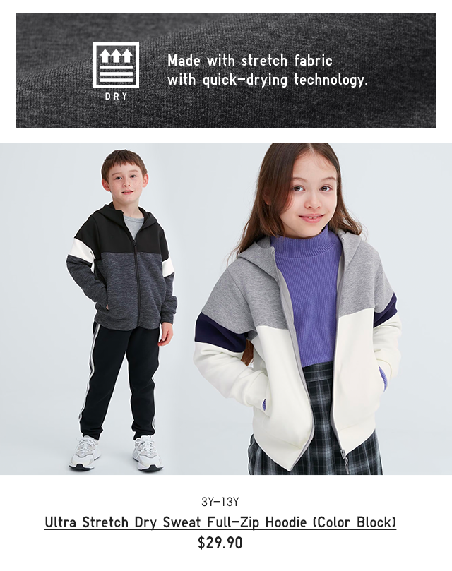 PDP9 - KIDS ULTRA STRETCH DRY SWEAT FULL ZIP HOODIE (COLOR BLOCK)