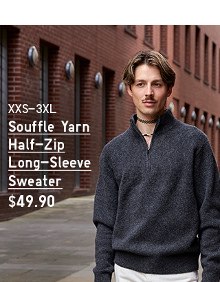 PDP4 - MEN SOUFFLE YARN HALF-ZIP LONG-SLEEVE SWEATER