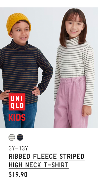 PDP6 - KIDS RIBBED FLEECE STRIPED HIGH NECK T-SHIRT