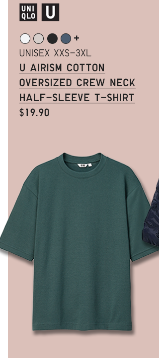 PDP 1 - U AIRISM COTTON OVERSIZED CREW NECK HALF-SLEEVE T-SHIRT