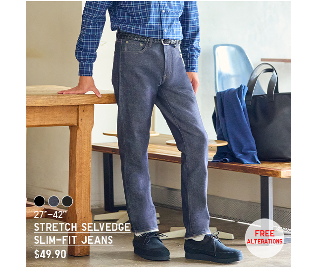 PDP 6 - MEN STRETCH SELVEDGE SLIM FIT JEANS