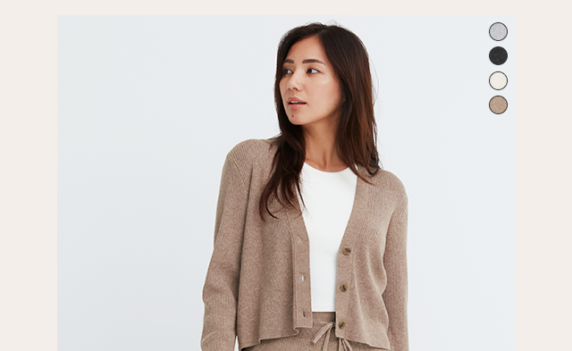 PDP1 - WOMEN WASHABLE KNIT RIBBED CARDIGAN