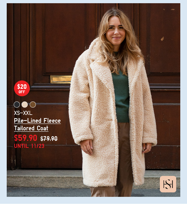 PDP 2 - WOMEN PILE-LINED FLEECE TAILORED COAT