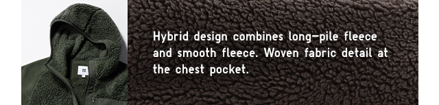 BANNER 5 - HYBRID DESIGN COMBINES LONG PILE FLEECE AND SMOOTH FLEECE.