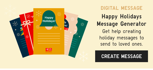 BANNER 2 - DIGITAL MESSAGE. HAPPY HOLIDAYS MESSAGE GENERATOR. CREATE MESSAGE.