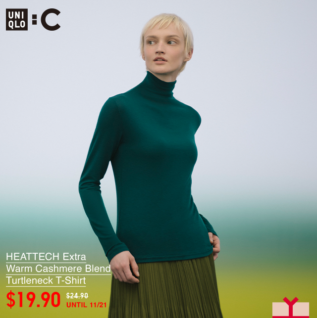 HERO - WOMEN HEATTECH EXTRA WARM CASHMERE BLEND TURTLENECK T-SHIRT
