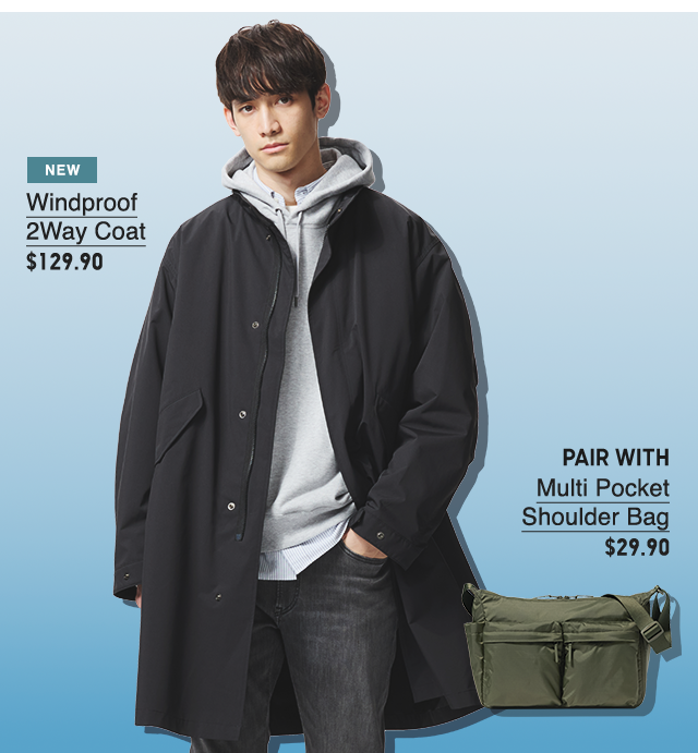 PDP2 - MEN WINDPROOF 2WAY COAT AND MULTI POCKET SHOULDER BAG