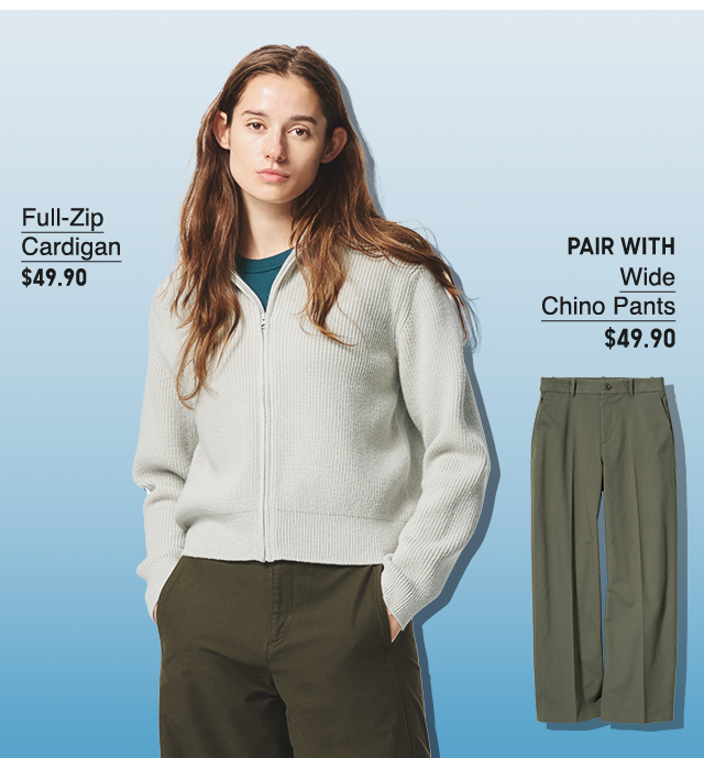 PDP3 - WOMEN FULL ZIP CARDIGAN AND WIDE CHINO PANTS