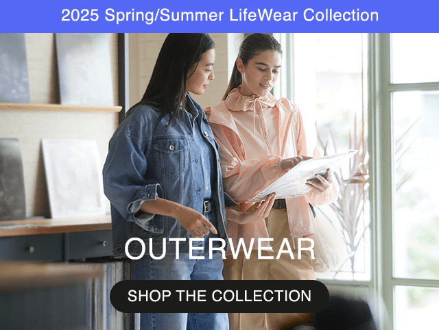 BANNER 1 - 2025 SPRING/SUMMER LIFEWEAR COLLECTION OUTERWEAR. SHOP THE COLLECTION