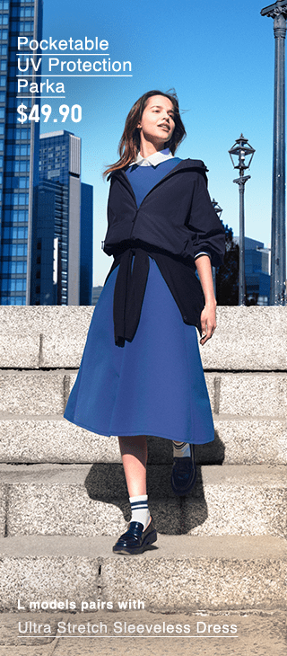 PDP2 - WOMEN POCKETABLE UV PROTECTION PARKA AND ULTRA STRETCH SLEEVELESS DRESS