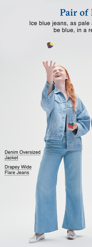 PDP5 - WOMEN DENIM OVERSIZED JACKET AND DRAPEY WIDE FLARE JEANS