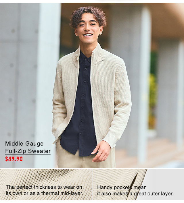 PDP2 - MEN MIDDLE GAUGE FULL ZIP SWEATER