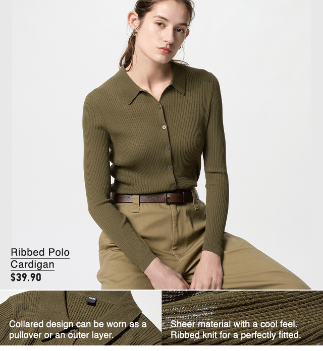 PDP3 - WOMEN RIBBED POLO CARDIGAN