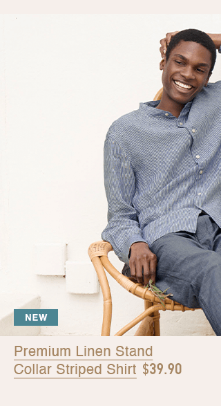 PDP3 - MEN PREMIUM LINEN STAND COLLAR STRIPED SHIRT