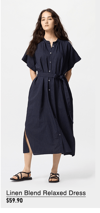 PDP15 - WOMEN LINEN BLEND RELAXED DRESS