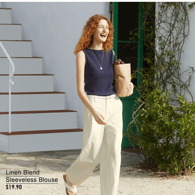 PDP2 - WOMEN LINEN BLEND SLEEVELESS BLOUSE