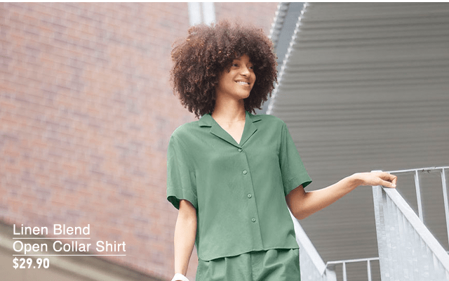 PDP5 - WOMEN LINEN BLEND OPEN COLLAR SHIRT