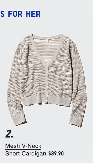 PDP2 - WOMEN MESH V-NECK SHORT CARDIGAN