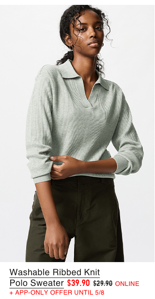 pdp3w0washable0ribbed0knit0polo0sweater