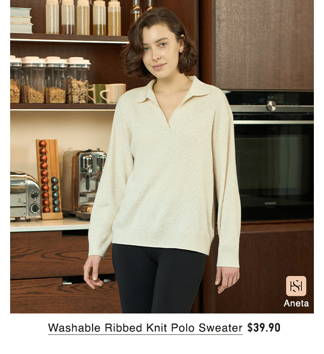 pdp2w0washable0ribbed0knit0polo0sweater